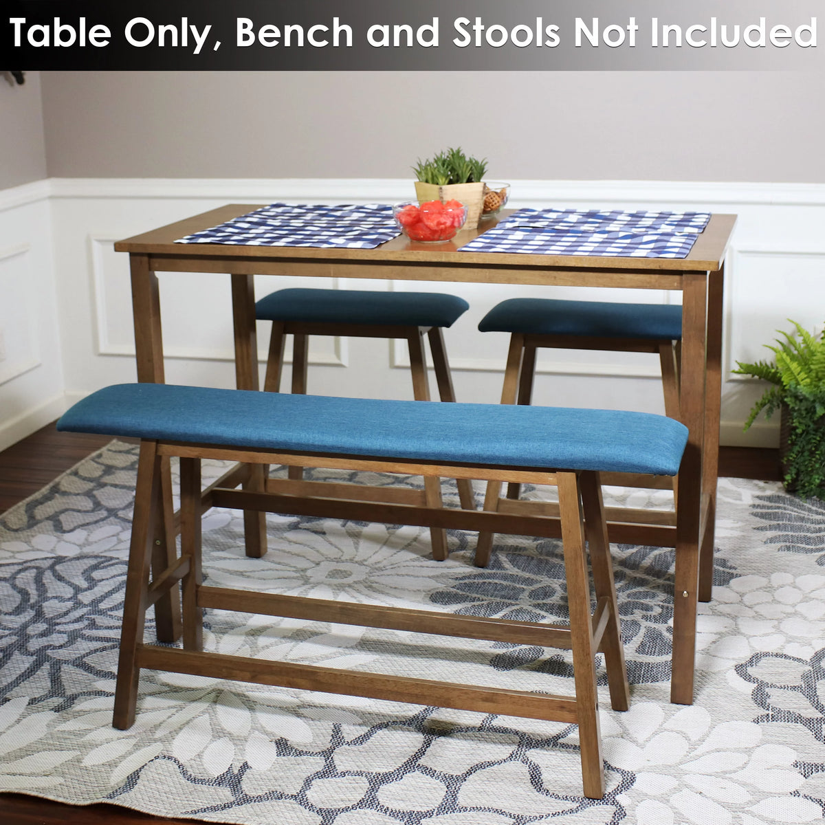 Counter-Height Wooden Dining Table Weathered Oak Finish J677