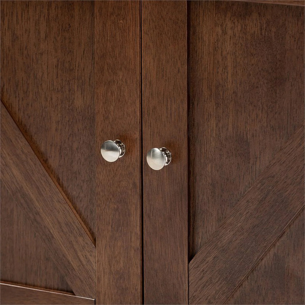 Walnut Brown Finished Wood Wine Storage Cabinet P361979