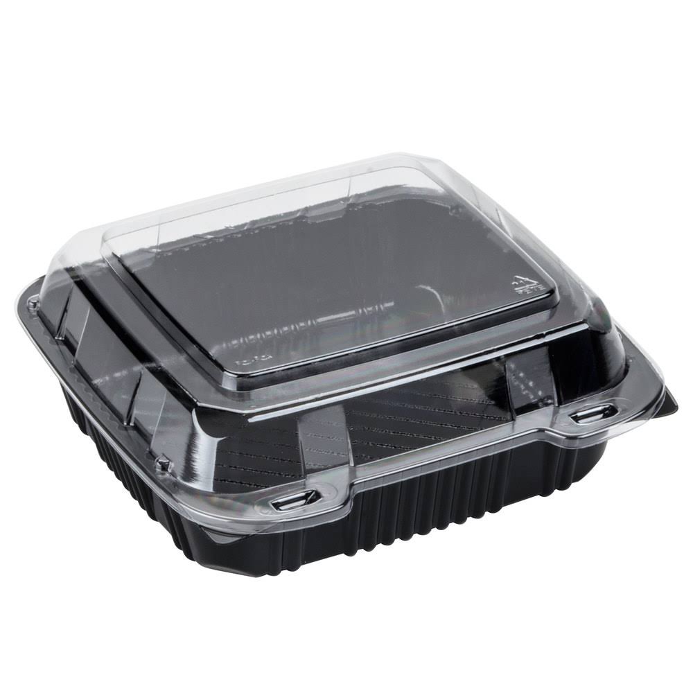 8 x 8 in. Clamshell Take-Out Container Lid Black & Clear Case of 200 T648906
