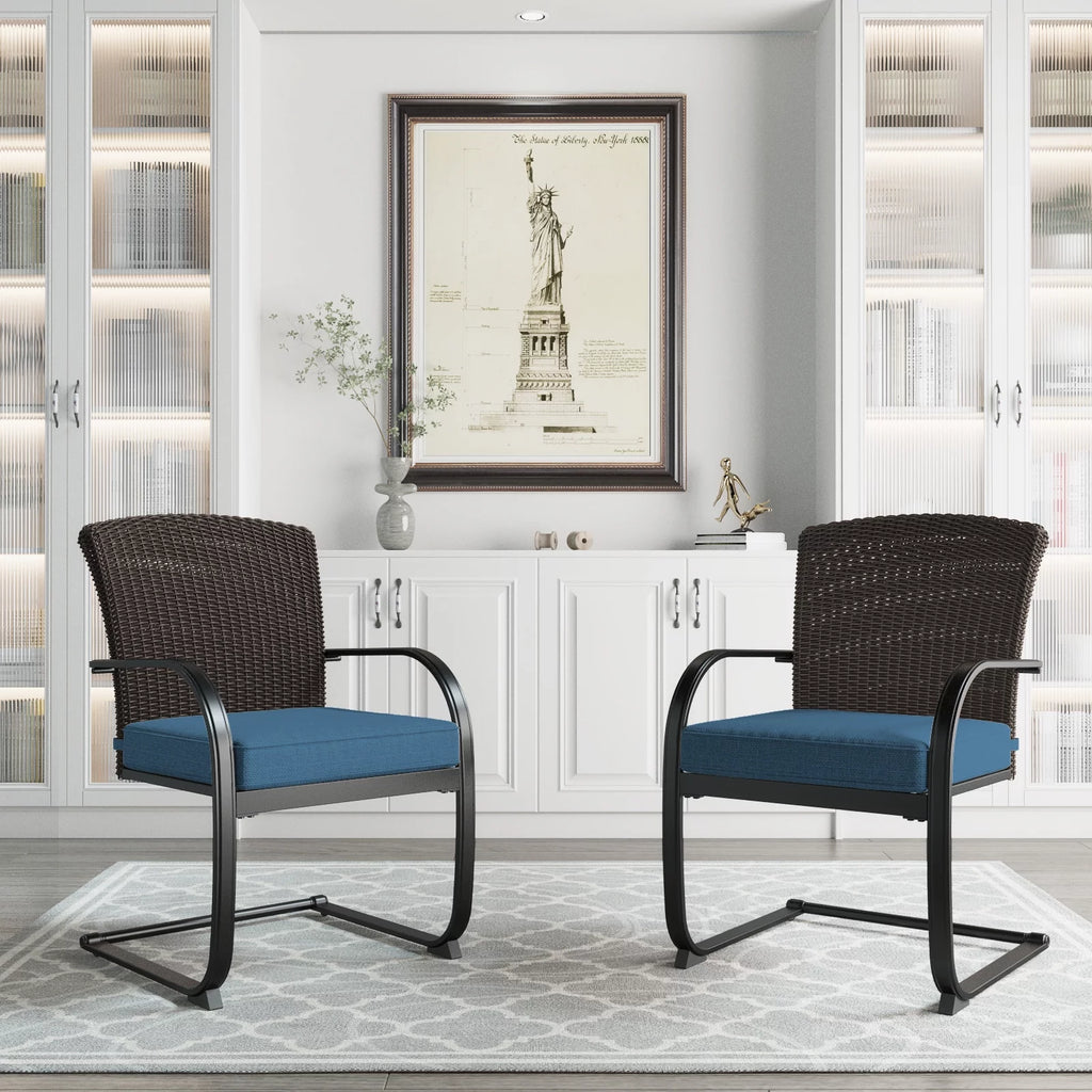 2 Piece Outdoor Wicker Dining Chairs Set of 2 with Cushions K818878