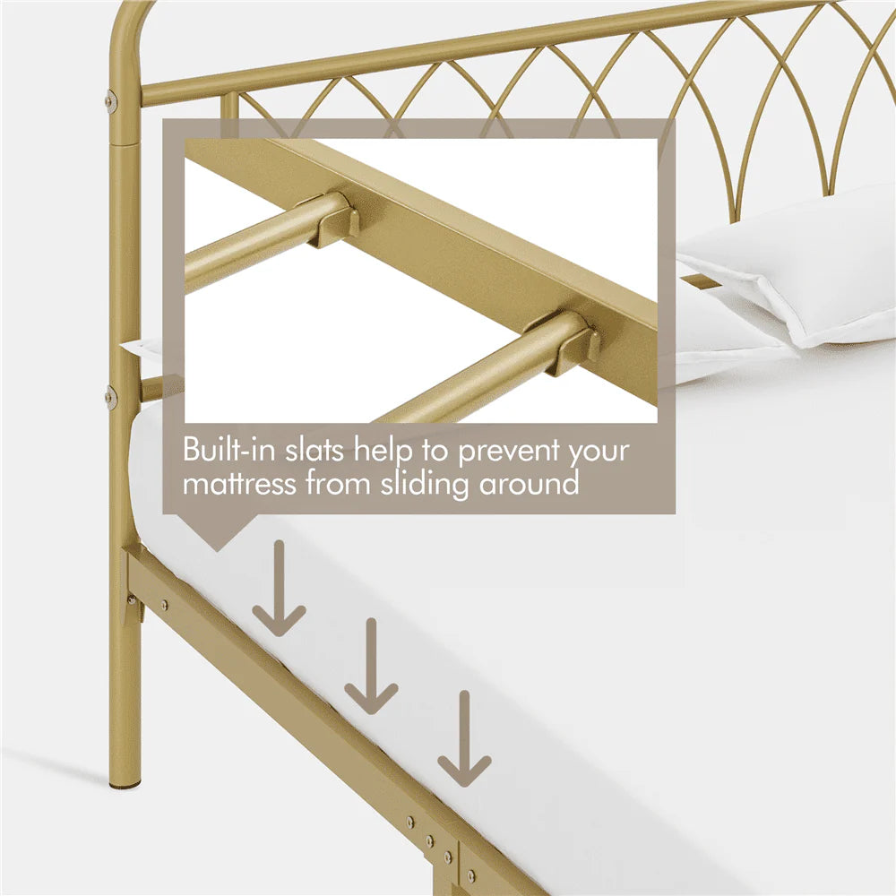 Black Metal Platform Bed Frame with Headboard and Footboard C742