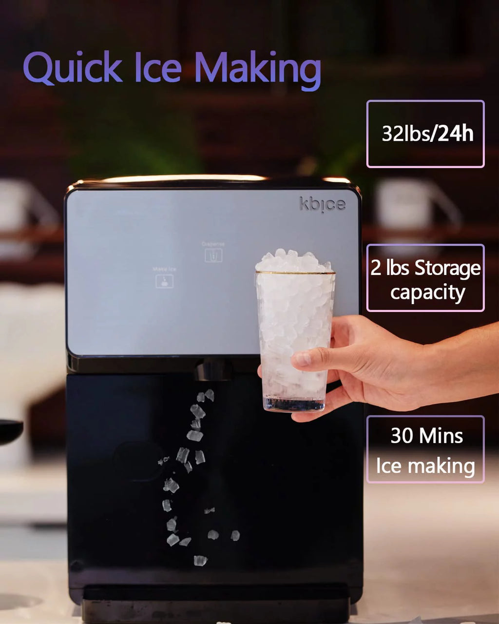 Self Dispensing Countertop Nugget Ice Maker, 32 lbs per Day F588344