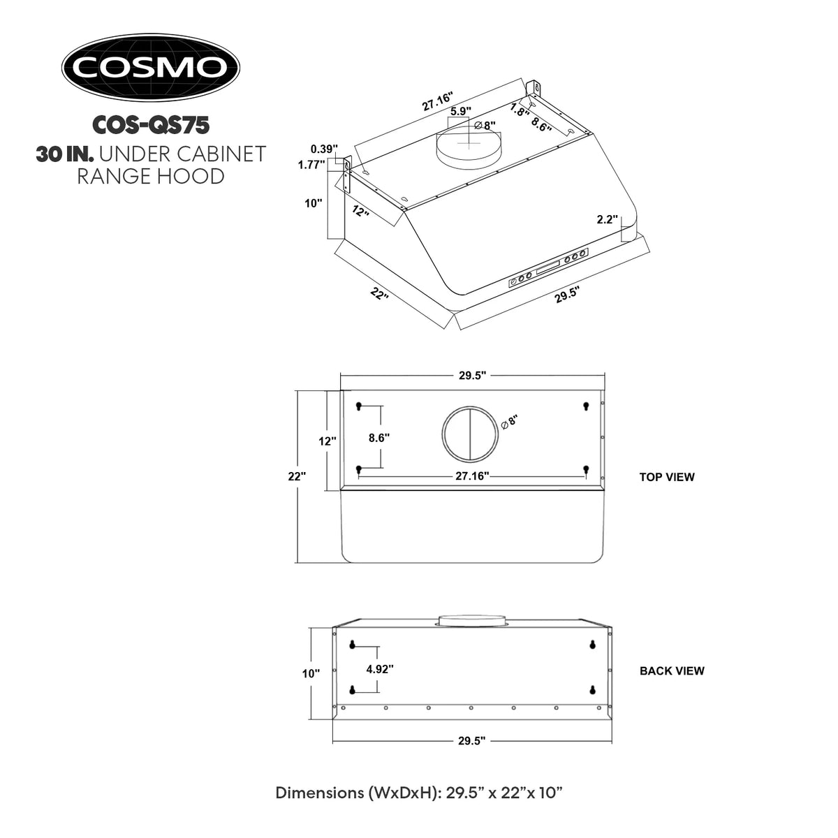 36 in. Ducted Under Cabinet Range Hood in Stainless Steel N694