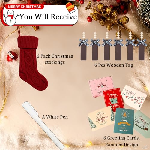 18" Cable Knit Christmas Stockings 6-Pack H947