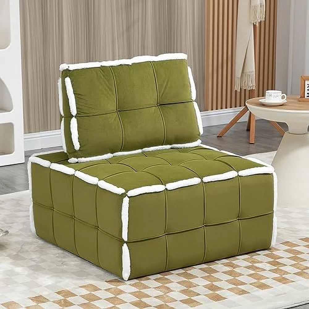 Khaki Teddy Upholstered Barrel Accent Chair with Pillow Z1664