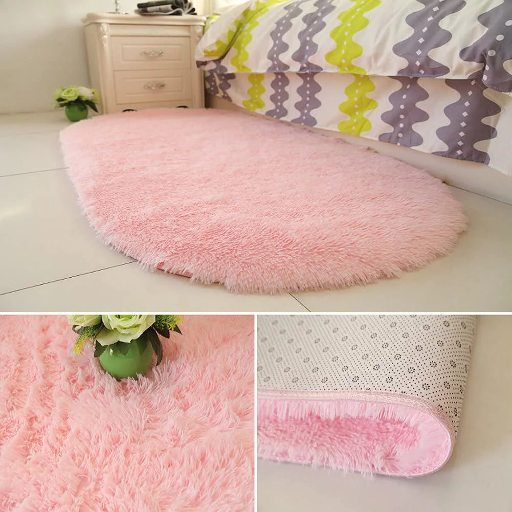 Pink Velvet Shaggy Area Rug 2.6' x 5.3' Q827397