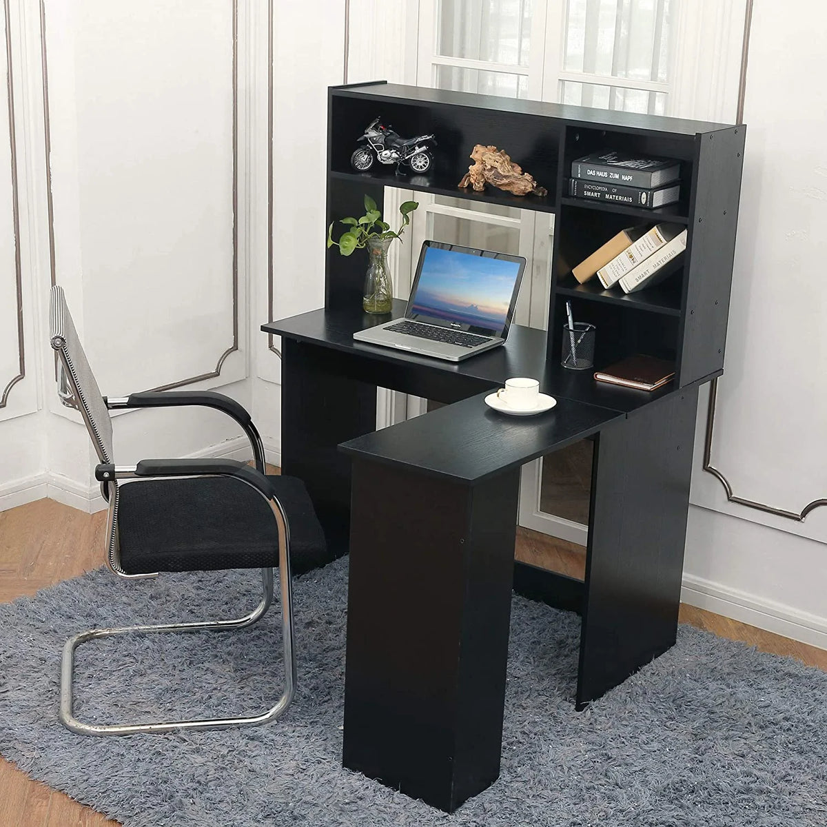 L Shaped Computer Desk with Hutch K960