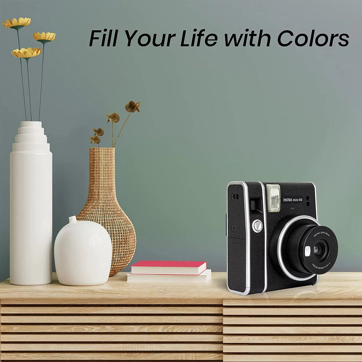 Instax Mini 40 Instant Film Camera Bundle with Color Film Twin Pack B505