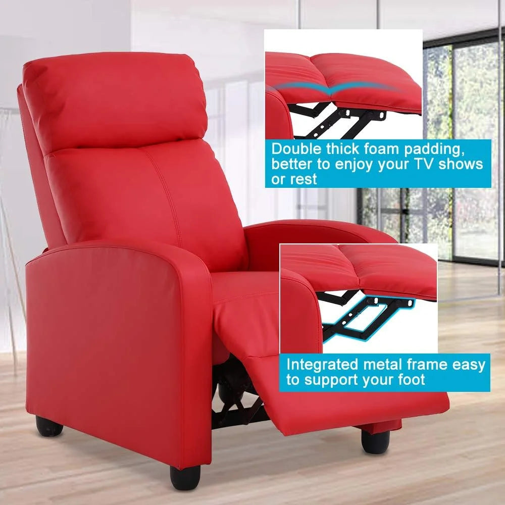 Red PU Leather Recliner Chair with Footrest C642