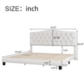 Beige Linen Tufted King Platform Bed Frame F735