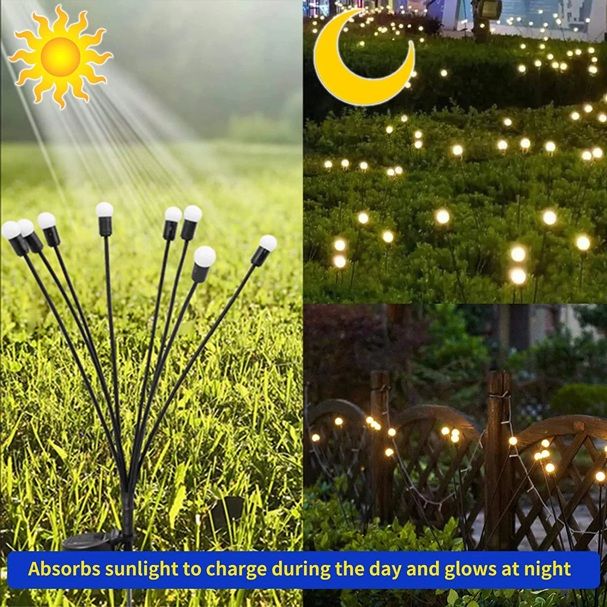 4 Pack 8 LED Solar Powered Waterproof Decorative Garden Lights U456284
