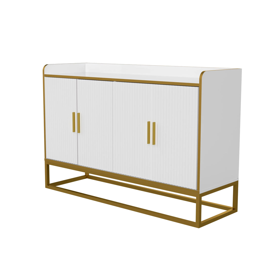 White Gloss Storage Cabinet with Metal Legs M3659
