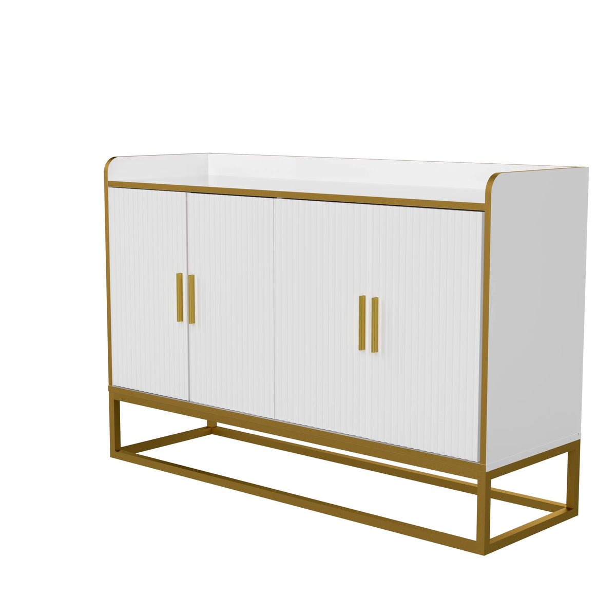 White Gloss Storage Cabinet with Metal Legs M3659