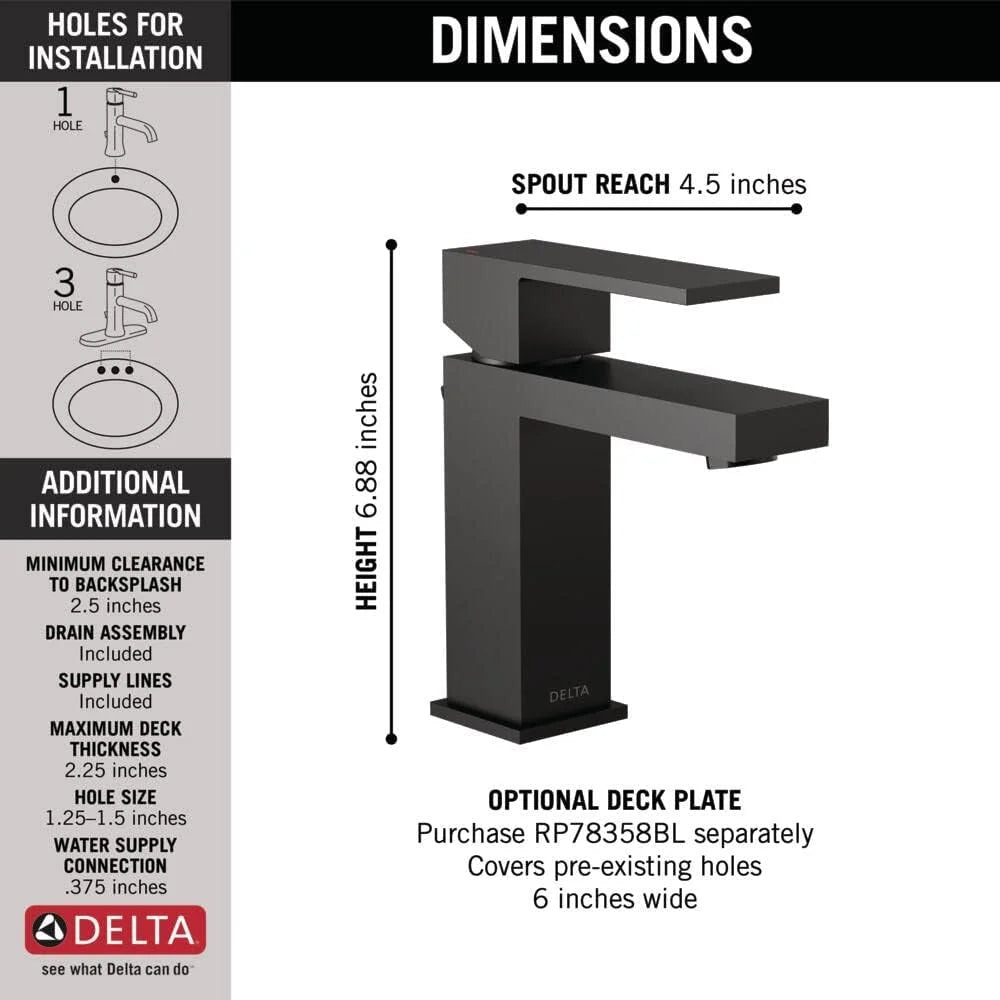 Black Single Hole Bathroom Faucet B13460
