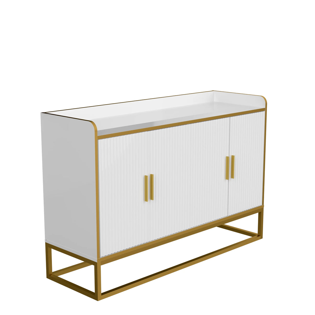 White Gloss Storage Cabinet with Metal Legs M3659
