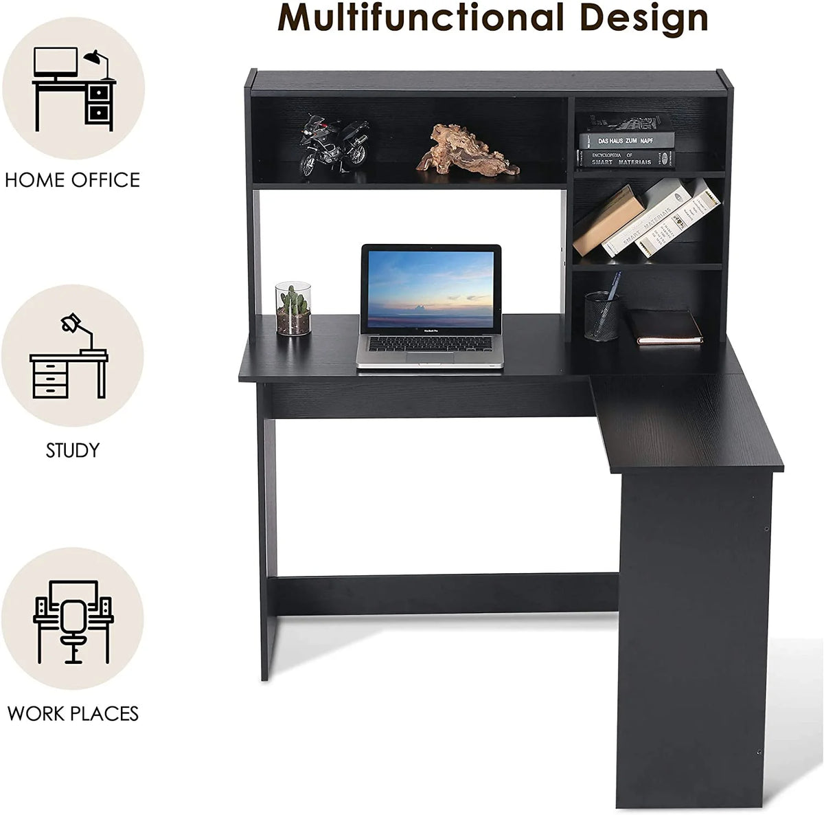 L Shaped Computer Desk with Hutch K960