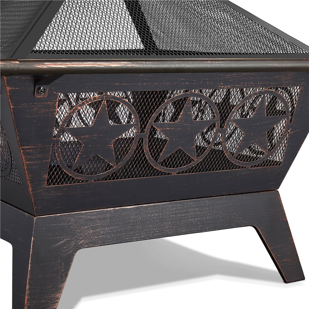 32in Square Steel Fire Pit with Mesh Cover S271