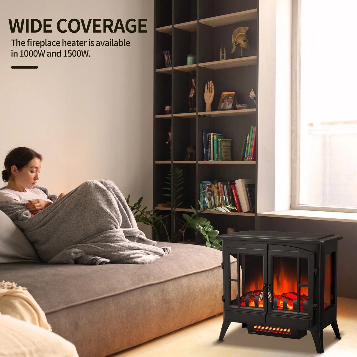 Electric Fireplace Stove, Freestanding, Portable, Thermostat, 1000W/1500W (23 Inch) A284985