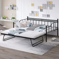 Full Size Black Metal Daybed with Twin Size Adjustable Trundle B27212