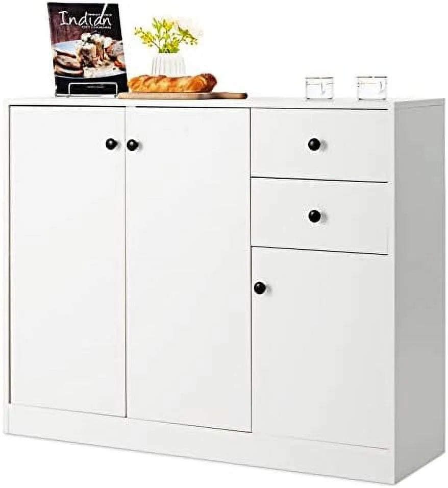 Buffet Cabinet with 2 Drawers 3-Door Adjustable Shelves White M24770