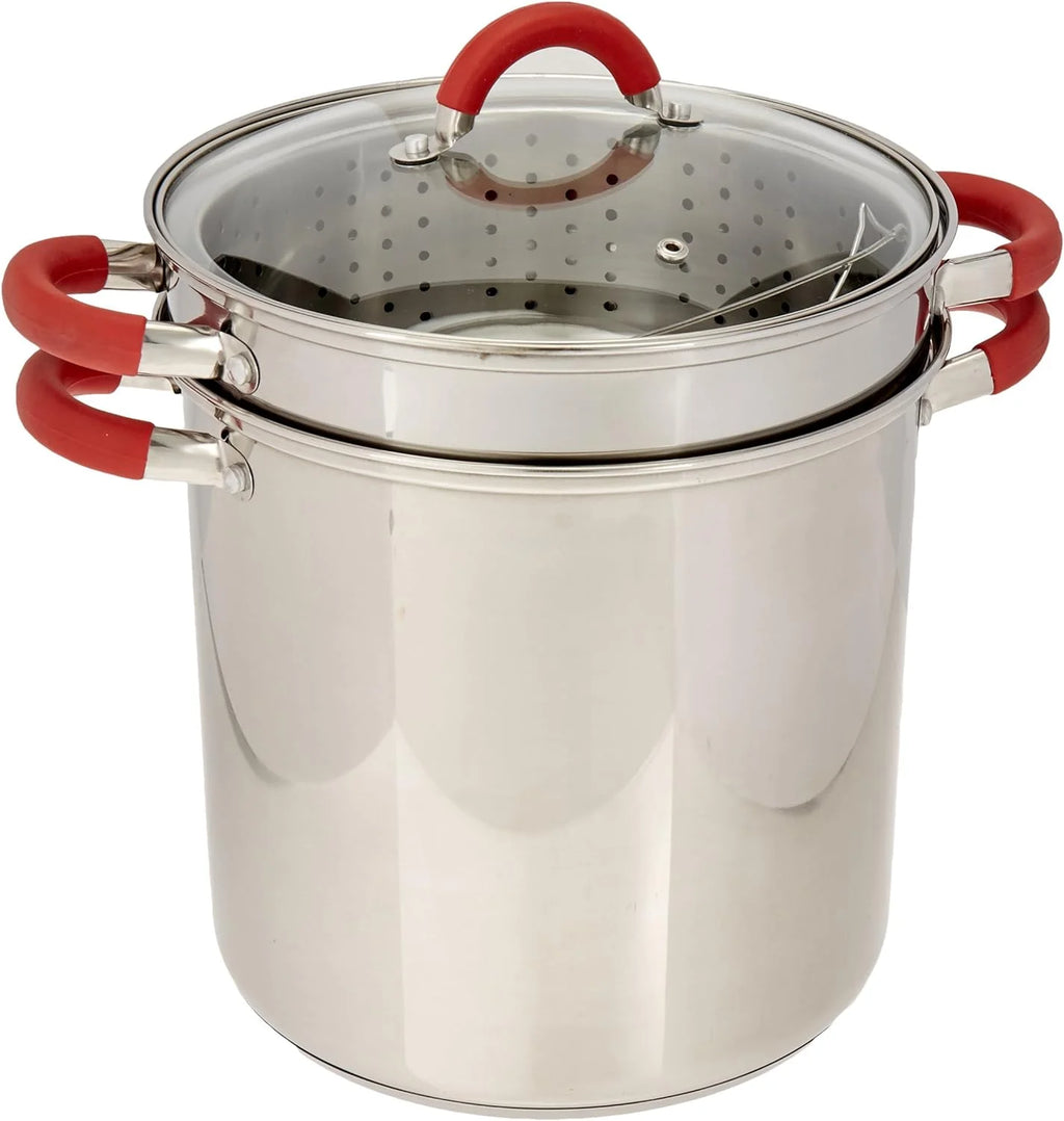 12 Qt Stainless Steel Pasta Cooker with Glass Lid R598