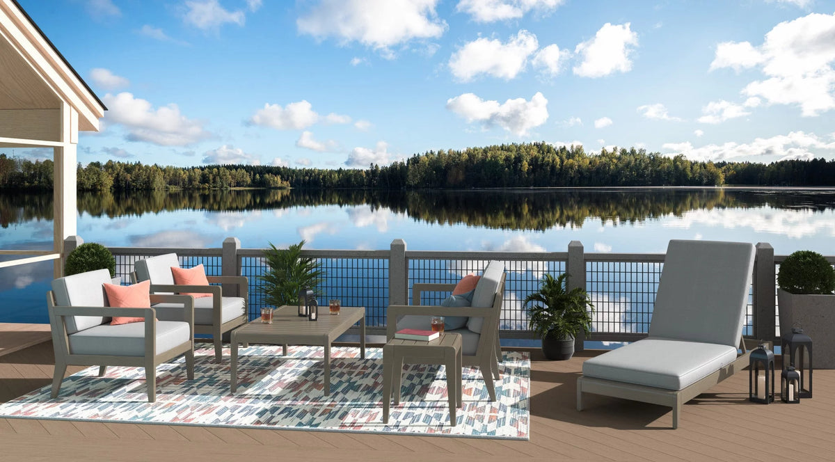 Gray Wood Outdoor Lounge Armchair B336549