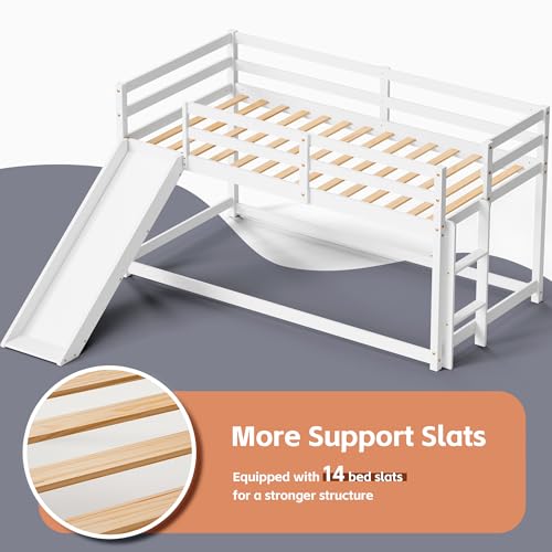 Twin Wood Bunk Bed with Slide and Ladder M85406