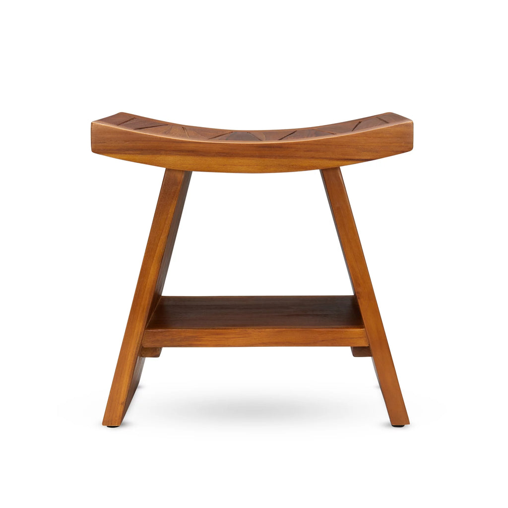 Teak Shower Stool with Shelf J135049