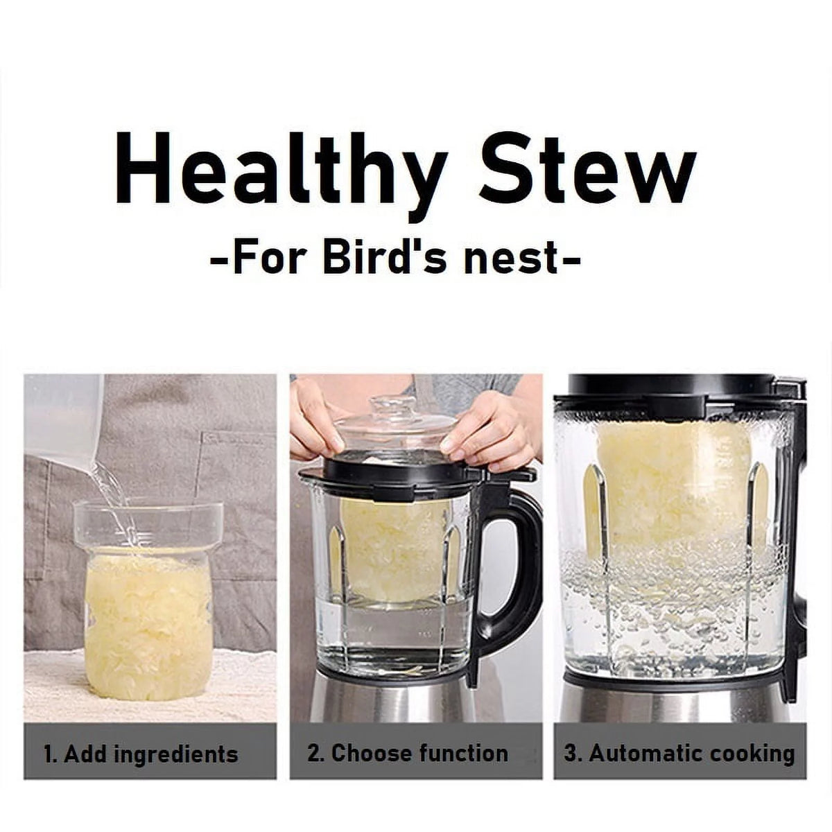 1200w Black Countertop Cooking Blender with Stew Pot H488658