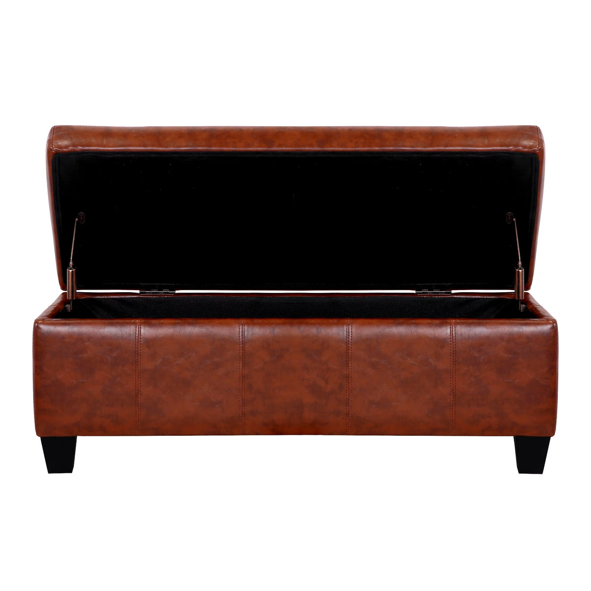 Brown Faux Leather Storage Ottoman Bench E409