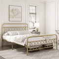 Black Metal Platform Bed Frame with Headboard and Footboard C742