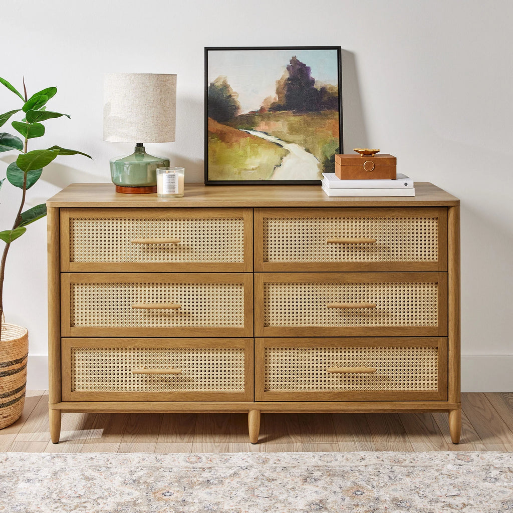 6 Drawer Dresser, Light Honey Finish M817
