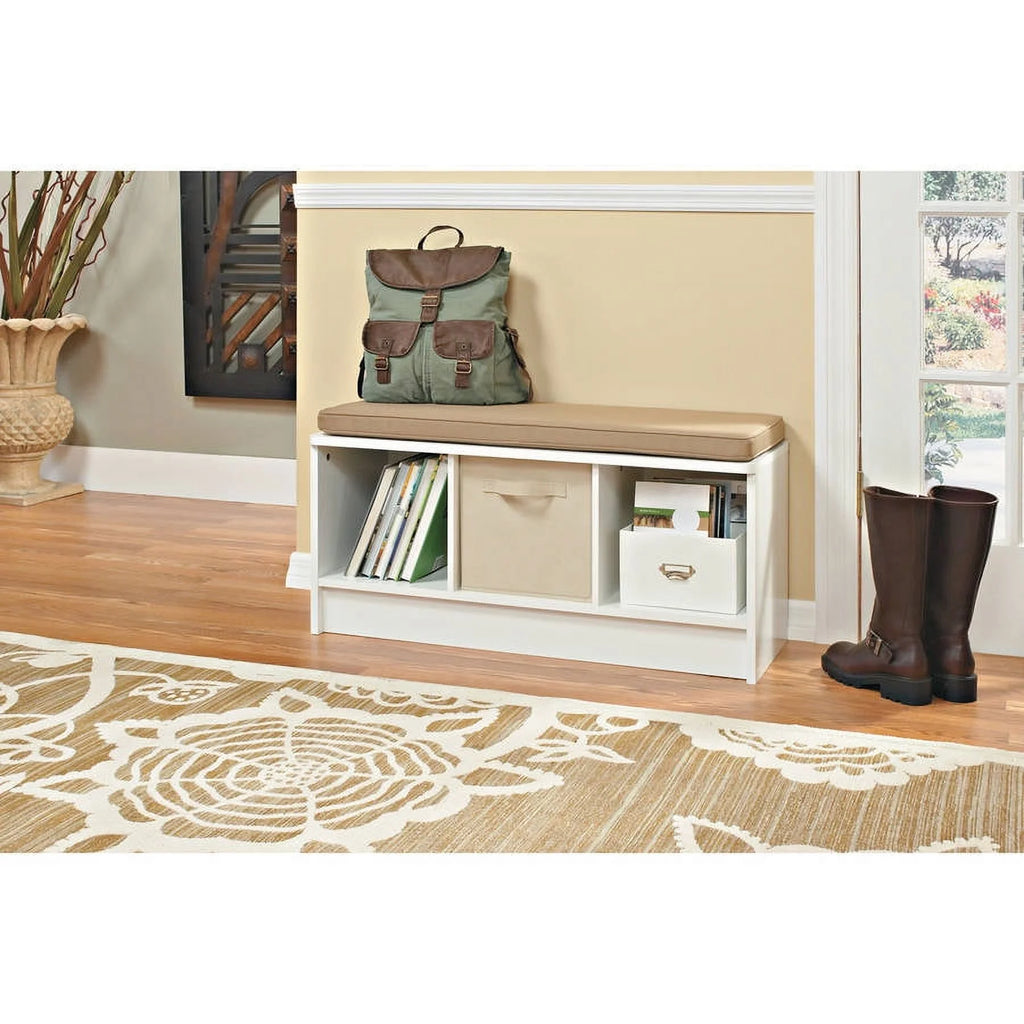 3 Cube White Storage Bench A973243