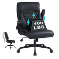 Black Ergonomic PU Leather Executive Office Chair with Lumbar Support Y475527