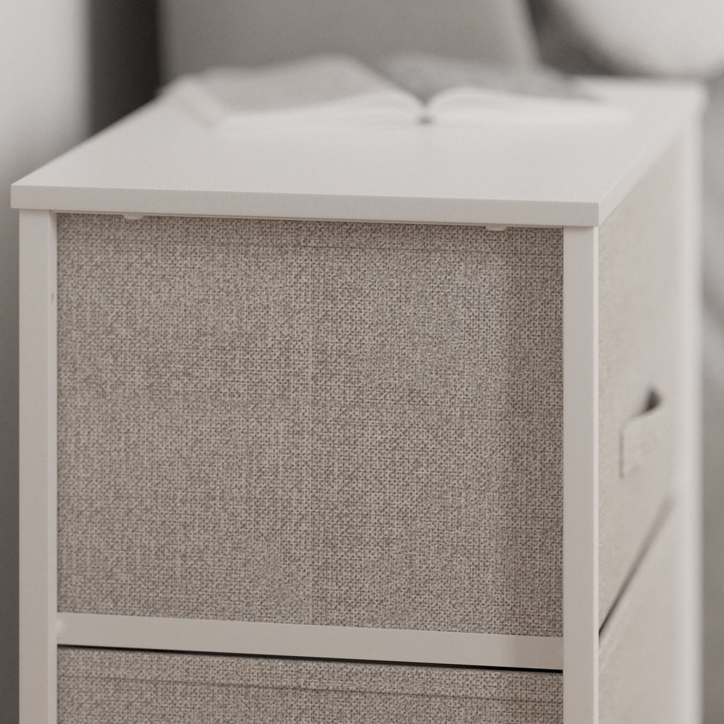 White Metal Frame 4 Gray Fabric Drawers Dresser S393638