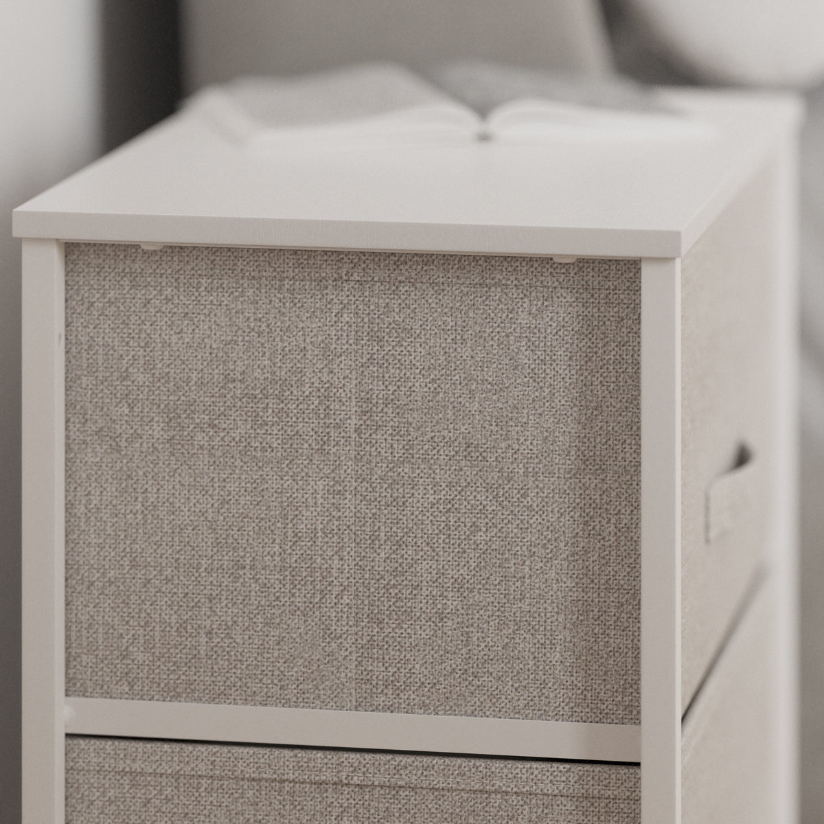 White Metal Frame 4 Gray Fabric Drawers Dresser S393638