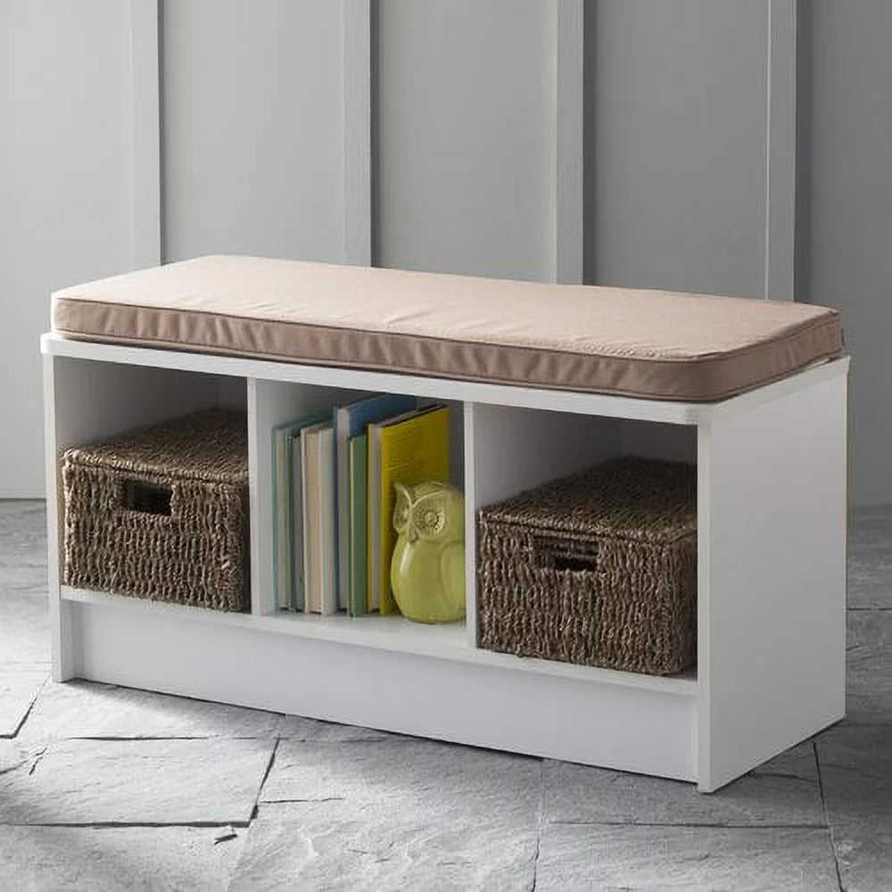 3 Cube White Storage Bench A973243