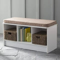 3 Cube White Storage Bench A973243