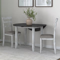 3-Piece Drop Leaf Wood Dining Set with Round Table and 2 Chairs I100220