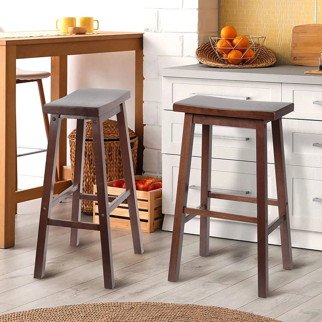 Wood Saddle-Seat Counter Stools Set of 4 O66986