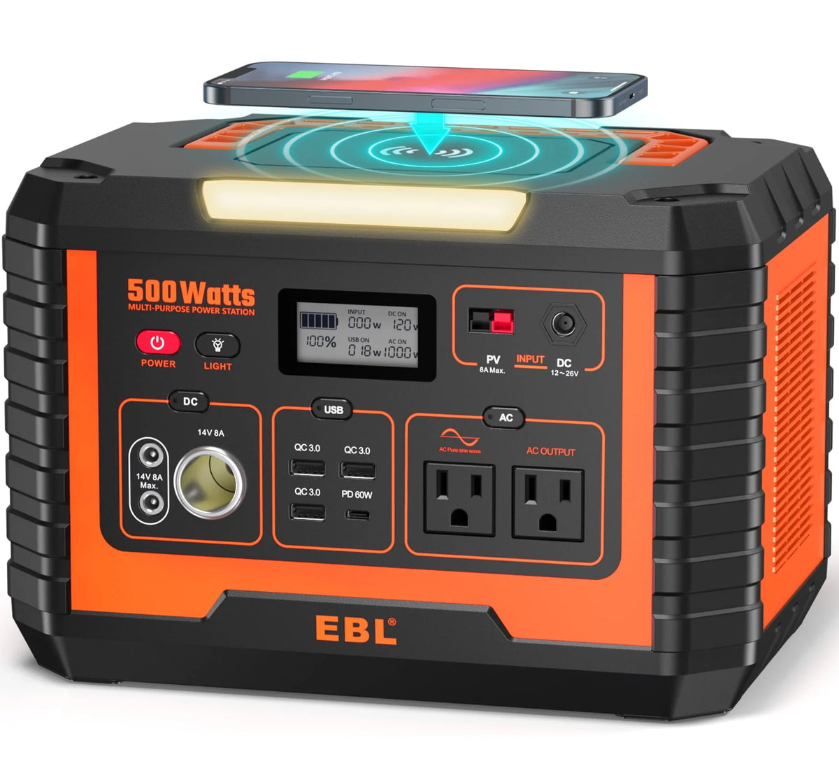 500W Portable Solar Generator Lithium Battery Backup G683998