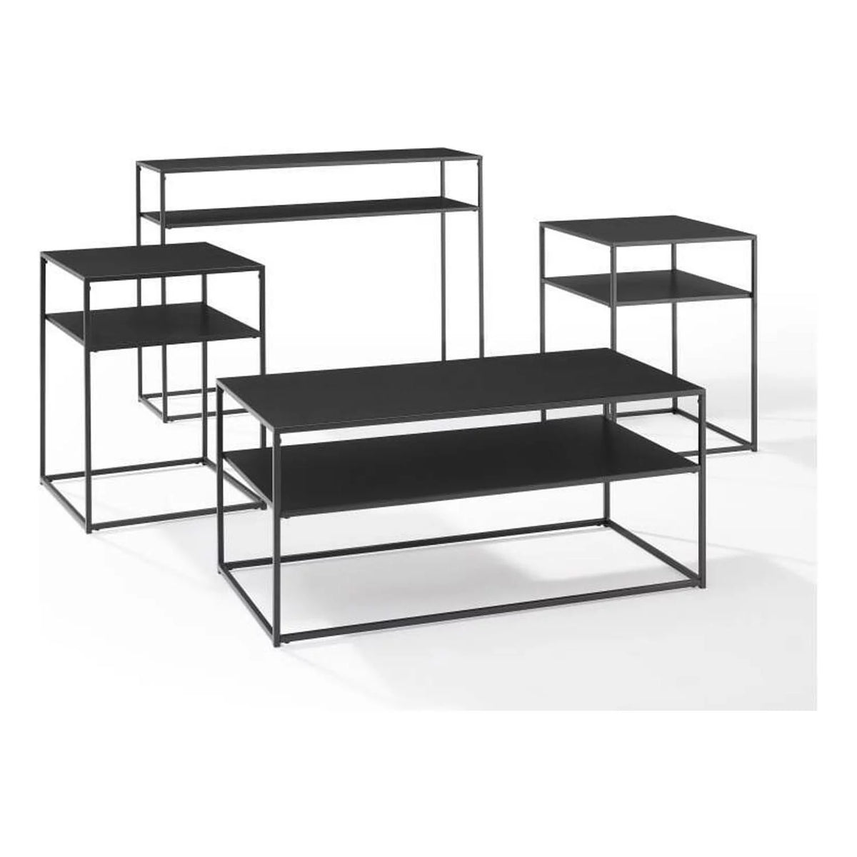 4Pc Matte Black Coffee Table Set M407