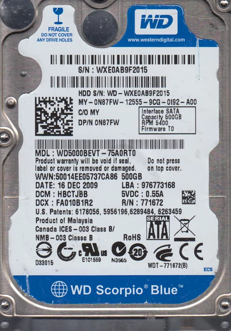 500GB SATA 2.5 Hard Drive O8828