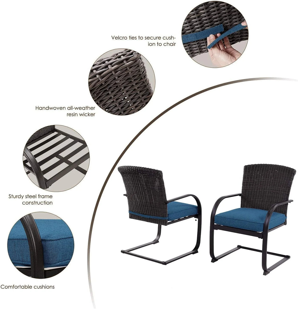 2 Piece Outdoor Wicker Dining Chairs Set of 2 with Cushions K818878