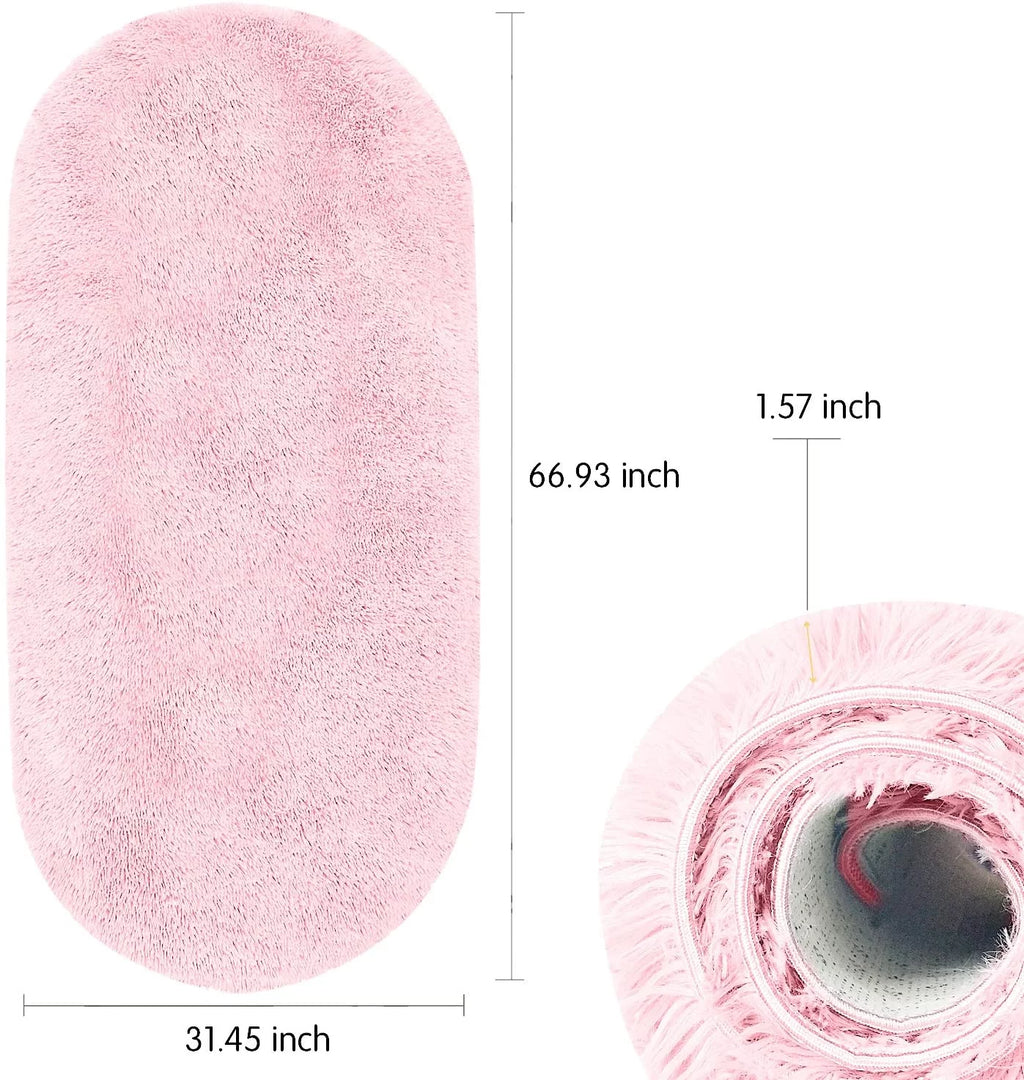 Pink Velvet Shaggy Area Rug 2.6' x 5.3' Q827397