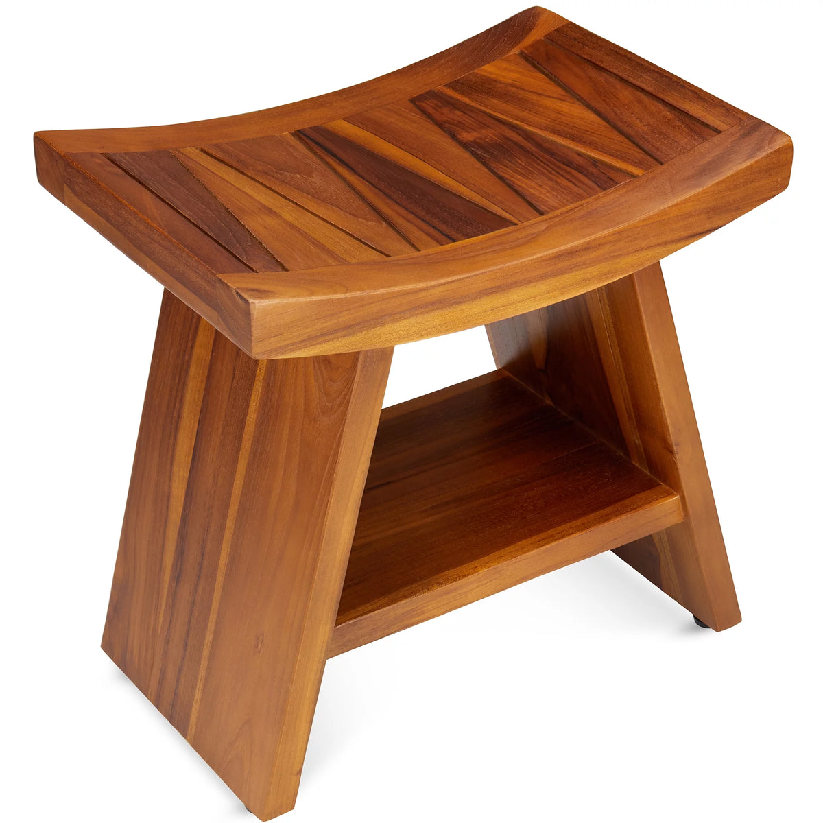 Teak Shower Stool with Shelf J135049