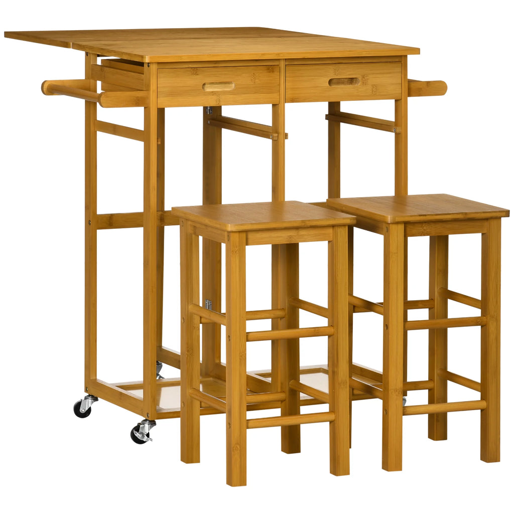 Breakfast Cart Table and Chair Set Kitchen Island with Seating Y230