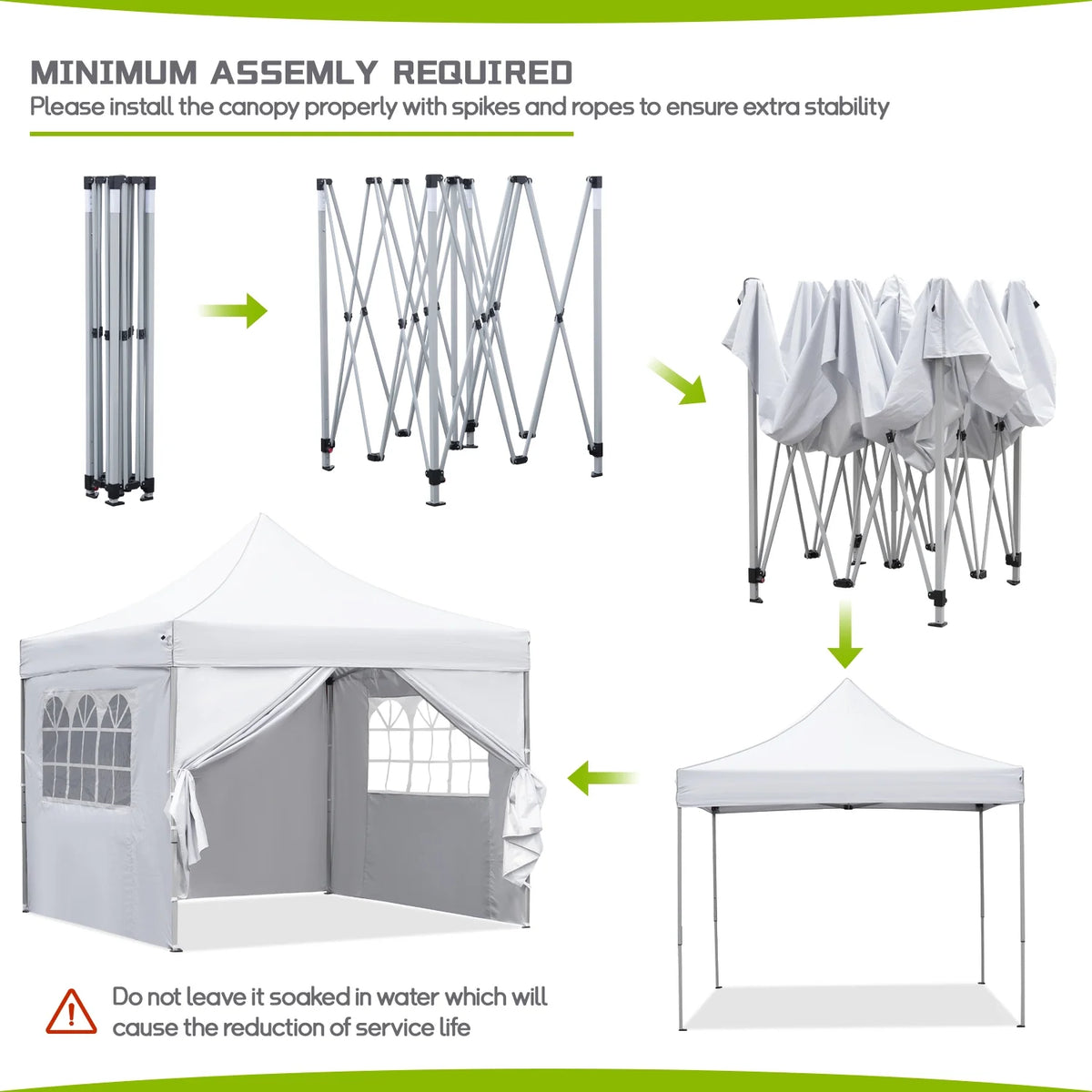 10' x 10' Pop up Canopy Tent with 4 Side Panels, White K472