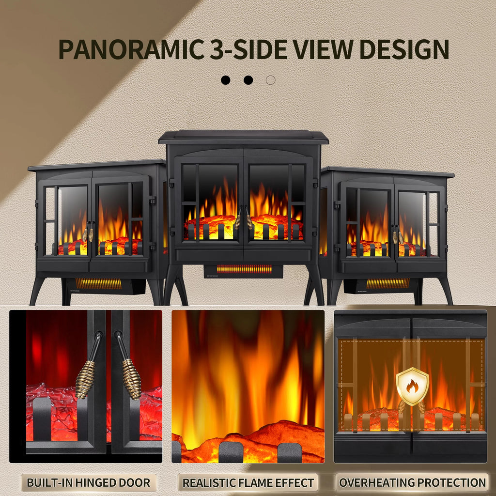 Electric Fireplace Stove, Freestanding, Portable, Thermostat, 1000W/1500W (23 Inch) A284985