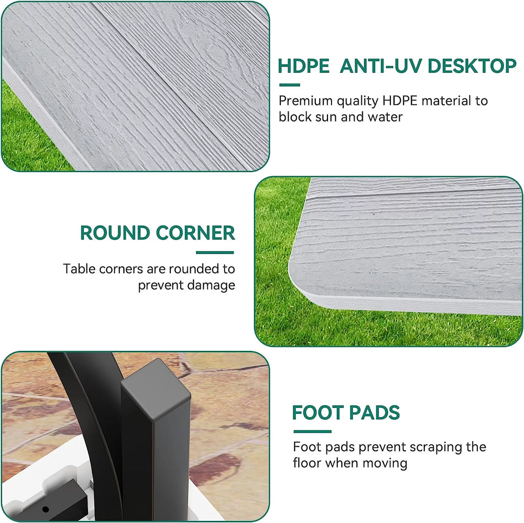 6 ft Picnic Table Bench Set with Umbrella Hole J7676